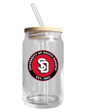 Load image into Gallery viewer, South Dakota Coyotes NCAA 12 oz can-shaped glass, featuring a refined design ideal for showcasing team pride and enjoying beverages on game days, mother&#39;s day gift, father&#39;s day gift, alumni gift, graduation gift, admission gift.
