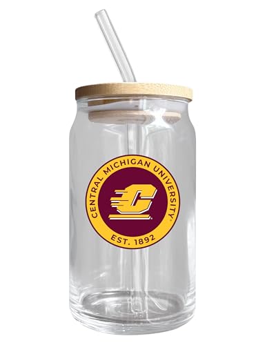 Central Michigan University NCAA 12 oz can-shaped glass, featuring a refined design ideal for showcasing team pride and enjoying beverages on game days, mother's day gift, father's day gift, alumni gift, graduation gift, admission gift.