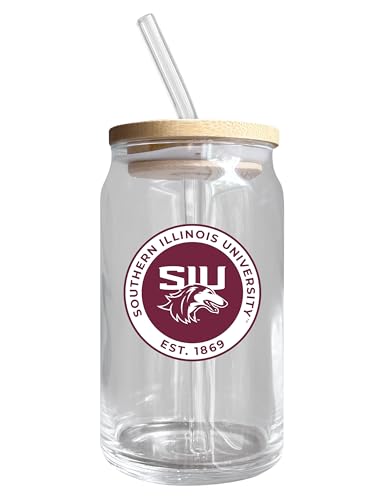 Southern Illinois Salukis NCAA 12 oz can-shaped glass, featuring a refined design ideal for showcasing team pride and enjoying beverages on game days, mother's day gift, father's day gift, alumni gift, graduation gift, admission gift.