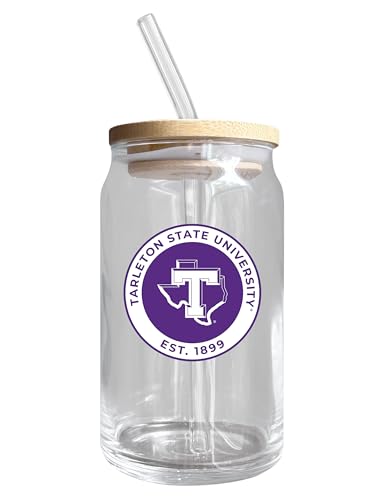 Tarleton State University NCAA 12 oz can-shaped glass, featuring a refined design ideal for showcasing team pride and enjoying beverages on game days, mother's day gift, father's day gift, alumni gift, graduation gift, admission gift.