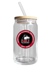 Load image into Gallery viewer, Northern Illinois Huskies NCAA 12 oz can-shaped glass, featuring a refined design ideal for showcasing team pride and enjoying beverages on game days, mother&#39;s day gift, father&#39;s day gift, alumni gift, graduation gift, admission gift.
