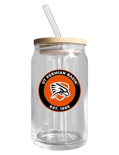 University of Texas of The Permian Basin NCAA 12 oz can-shaped glass, featuring a refined design ideal for showcasing team pride and enjoying beverages on game days, mother's day gift, father's day gift, alumni gift, graduation gift, admission gift.