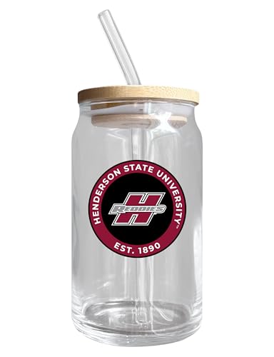 Henderson State NCAA 12 oz can-shaped glass, featuring a refined design ideal for showcasing team pride and enjoying beverages on game days, mother's day gift, father's day gift, alumni gift, graduation gift, admission gift.