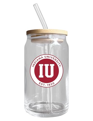 Indiana Hoosiers NCAA 12 oz can-shaped glass, featuring a refined design ideal for showcasing team pride and enjoying beverages on game days, mother's day gift, father's day gift, alumni gift, graduation gift, admission gift.