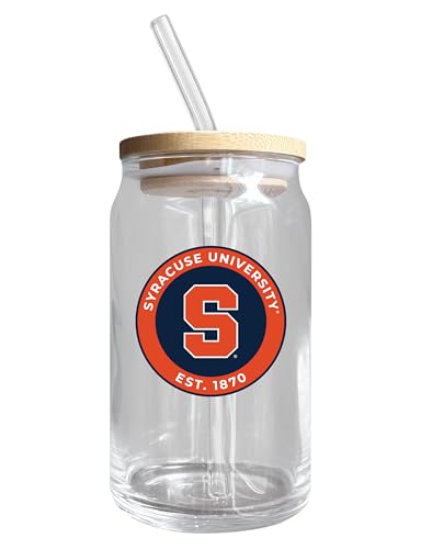 Syracuse Orange NCAA 12 oz can-shaped glass, featuring a refined design ideal for showcasing team pride and enjoying beverages on game days, mother's day gift, father's day gift, alumni gift, graduation gift, admission gift.