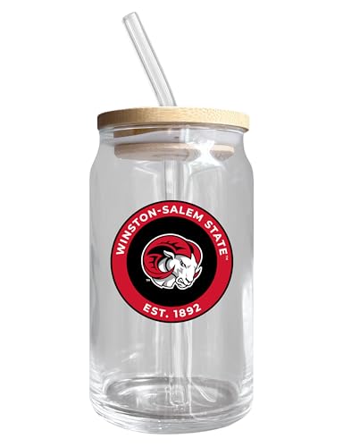 Winston-Salem State University NCAA 12 oz can-shaped glass, featuring a refined design ideal for showcasing team pride and enjoying beverages on game days, mother's day gift, father's day gift, alumni gift, graduation gift, admission gift.
