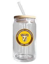 Load image into Gallery viewer, Valparaiso University NCAA 12 oz can-shaped glass, featuring a refined design ideal for showcasing team pride and enjoying beverages on game days, mother&#39;s day gift, father&#39;s day gift, alumni gift, graduation gift, admission gift.
