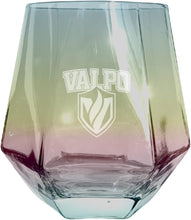 Load image into Gallery viewer, Valparaiso University Tigers Etched Diamond Cut 10 oz Stemless Wine Glass - NCAA Licensed
