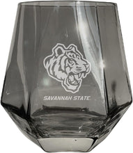 Load image into Gallery viewer, Savannah State University Tigers Etched Diamond Cut 10 oz Stemless Wine Glass - NCAA Licensed
