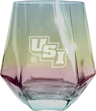 Load image into Gallery viewer, University of Southern Indiana Tigers Etched Diamond Cut 10 oz Stemless Wine Glass - NCAA Licensed
