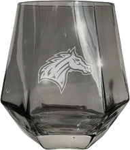 Load image into Gallery viewer, Rider University Broncs Tigers Etched Diamond Cut 10 oz Stemless Wine Glass - NCAA Licensed
