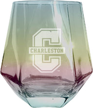 Load image into Gallery viewer, College of Charleston Tigers Etched Diamond Cut 10 oz Stemless Wine Glass - NCAA Licensed
