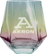 Load image into Gallery viewer, Akron Zips Tigers Etched Diamond Cut 10 oz Stemless Wine Glass - NCAA Licensed
