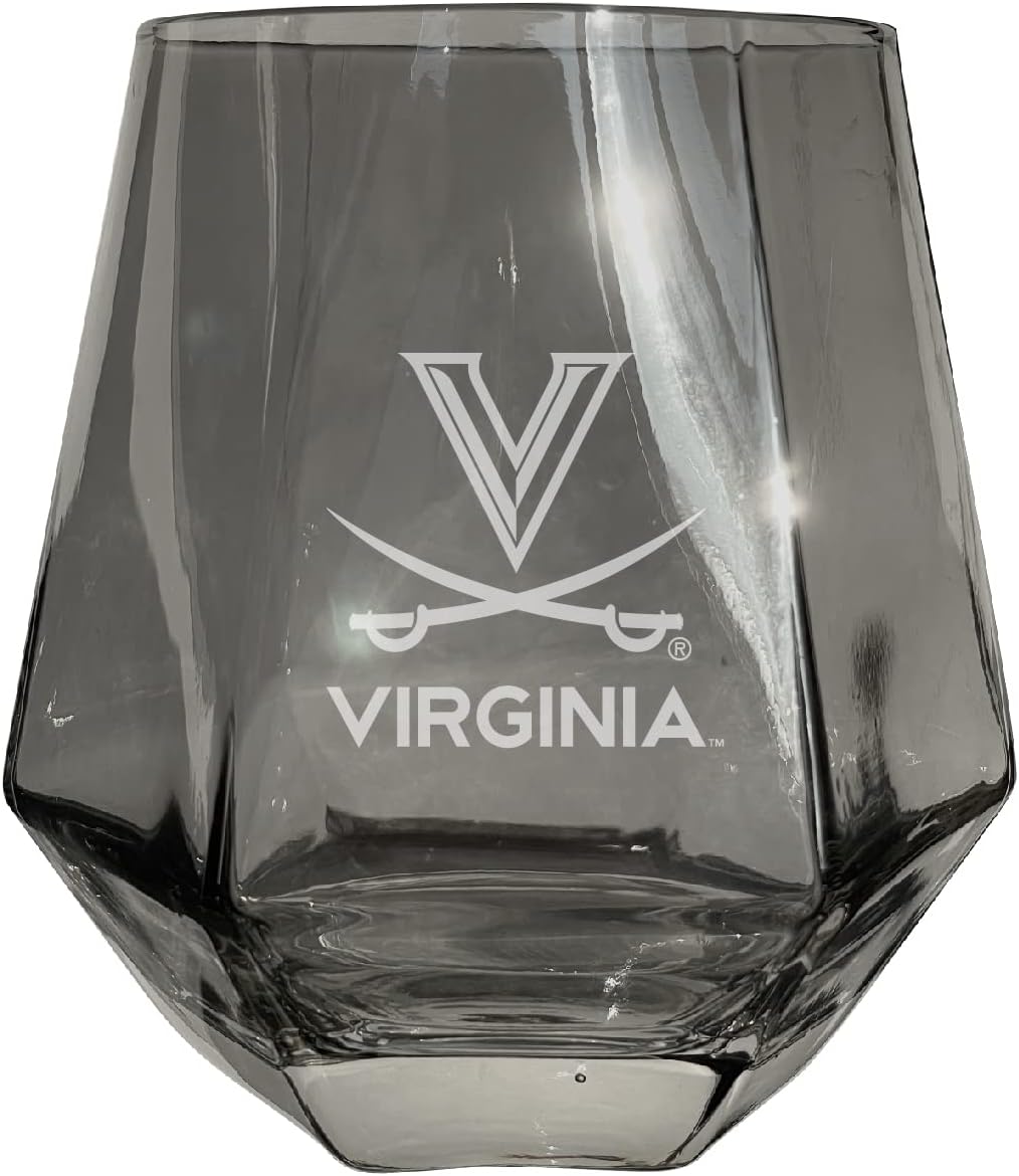 Virginia Cavaliers Tigers Etched Diamond Cut 10 oz Stemless Wine Glass - NCAA Licensed