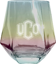 Load image into Gallery viewer, University of Central Oklahoma Bronchos Tigers Etched Diamond Cut 10 oz Stemless Wine Glass - NCAA Licensed
