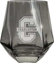 Load image into Gallery viewer, College of Charleston Tigers Etched Diamond Cut 10 oz Stemless Wine Glass - NCAA Licensed
