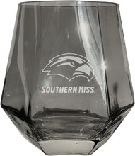 Load image into Gallery viewer, Southern Mississippi Golden Eagles Tigers Etched Diamond Cut 10 oz Stemless Wine Glass - NCAA Licensed
