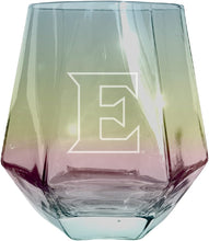 Load image into Gallery viewer, Elon University Etched Diamond Cut Stemless 10 ounce Wine Glass Clear
