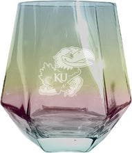 Load image into Gallery viewer, Kansas Jayhawks Tigers Etched Diamond Cut 10 oz Stemless Wine Glass - NCAA Licensed
