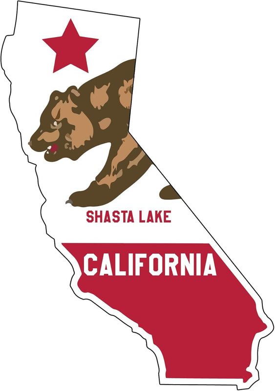 Shasta Lake California 4 Inch State Shape Vinyl Decal Sticker