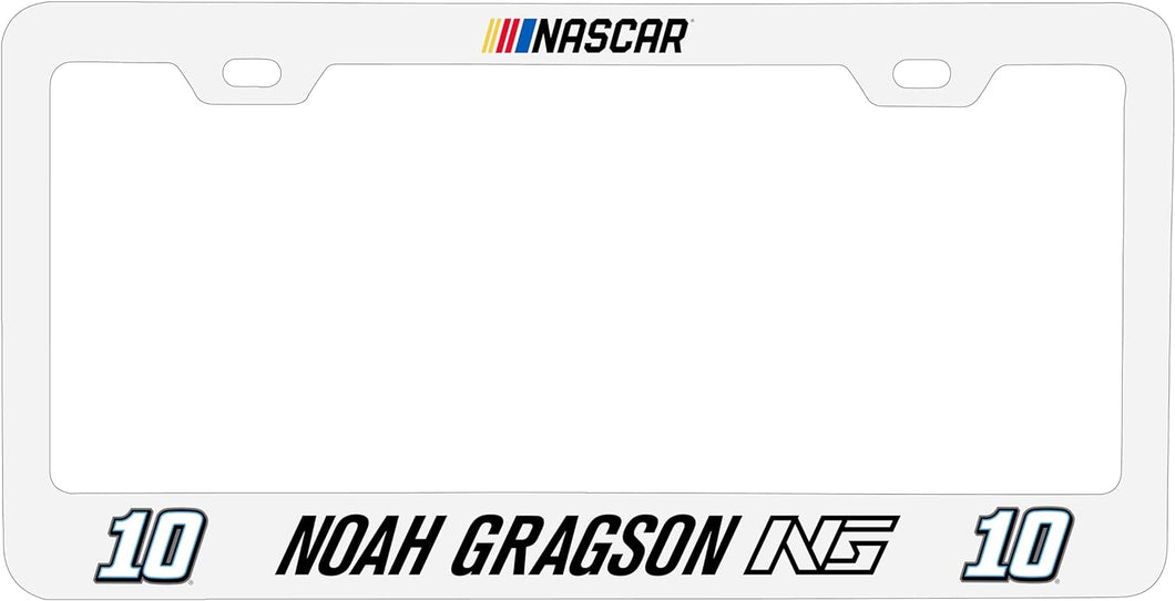 R and R Imports #10 Noah Gragson White Metal License Plate Frame