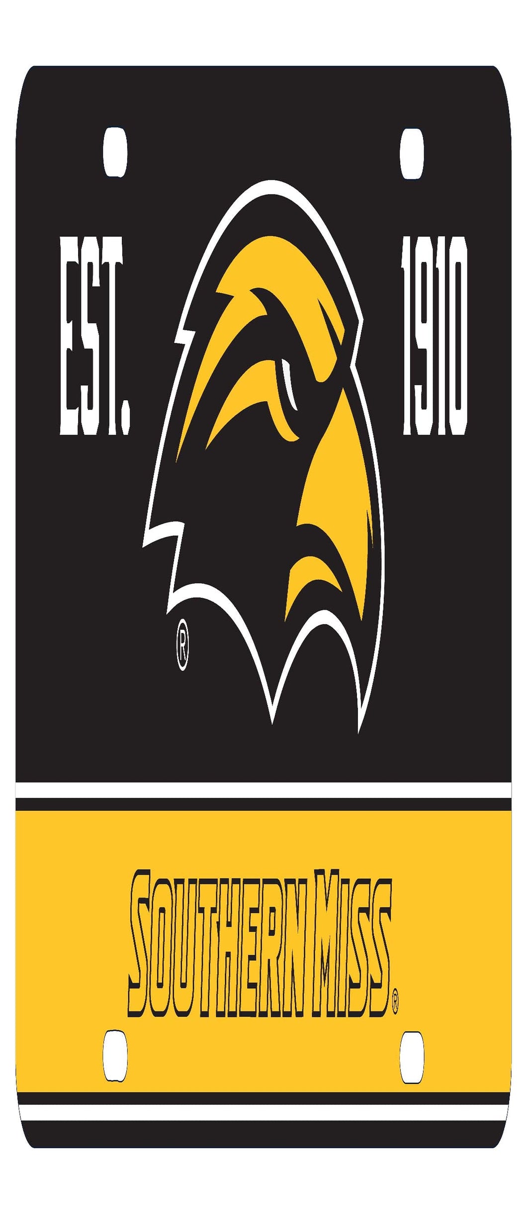 NCAA Southern Mississippi Golden Eagles Metal License Plate - Lightweight, Sturdy & Versatile