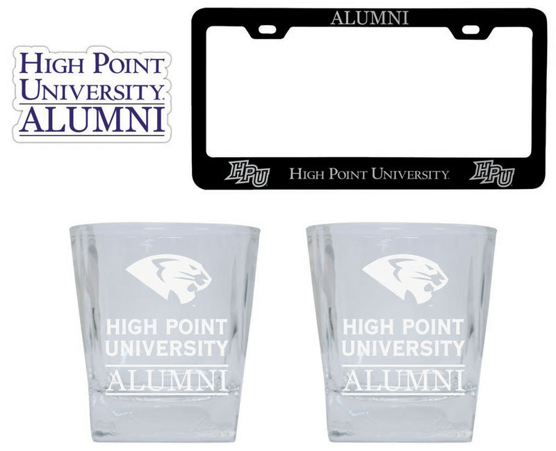 University of Houston Collegiate Alumni Gift Set Engraved Whiskey Glasses, License Plate Frame & Decal 