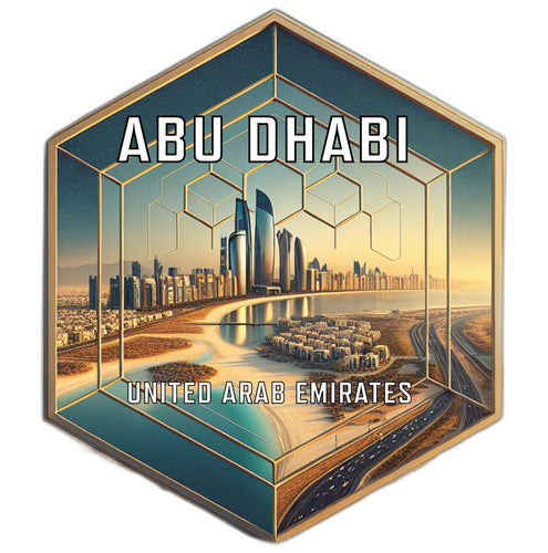 Abu Dhabi United Arab Emirates Souvenir Travel Destination Die Cut Hexagon Fridge Magnet 2-Inch