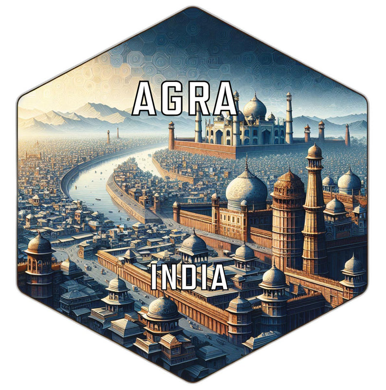 Agra India Souvenir Travel Destination Die Cut Hexagon Fridge Magnet 2-Inch