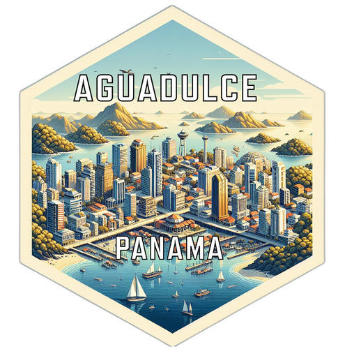 Aguadulce Panama Souvenir Travel Destination Die Cut Hexagon Fridge Magnet 6-Inch
