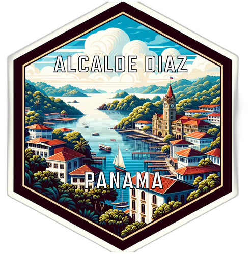 Alcalde Diaz Panama Souvenir Travel Destination Die Cut Hexagon Fridge Magnet 2-Inch