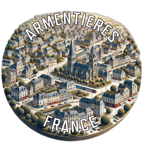 Armentieres France Souvenir Die Cut Flat Magnet 6-Inch