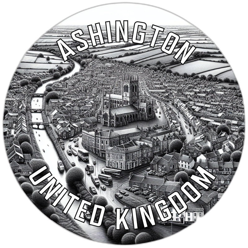 Ashington United Kingdom Souvenir Die Cut Flat Magnet 6-Inch