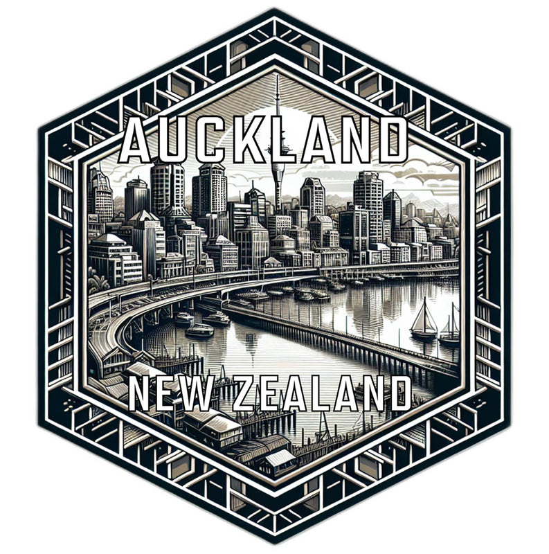 Auckland New Zealand Souvenir Travel Destination Die Cut Hexagon Fridge Magnet 6-Inch