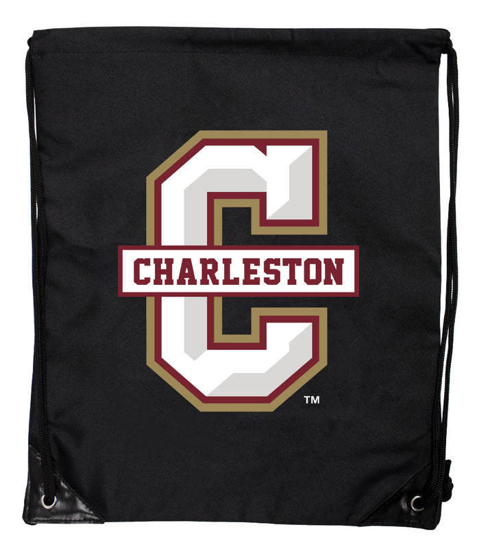 College of Charleston Officially Licensed Drawstring Backpack - Lightweight Cinch Bag with Team Logo 