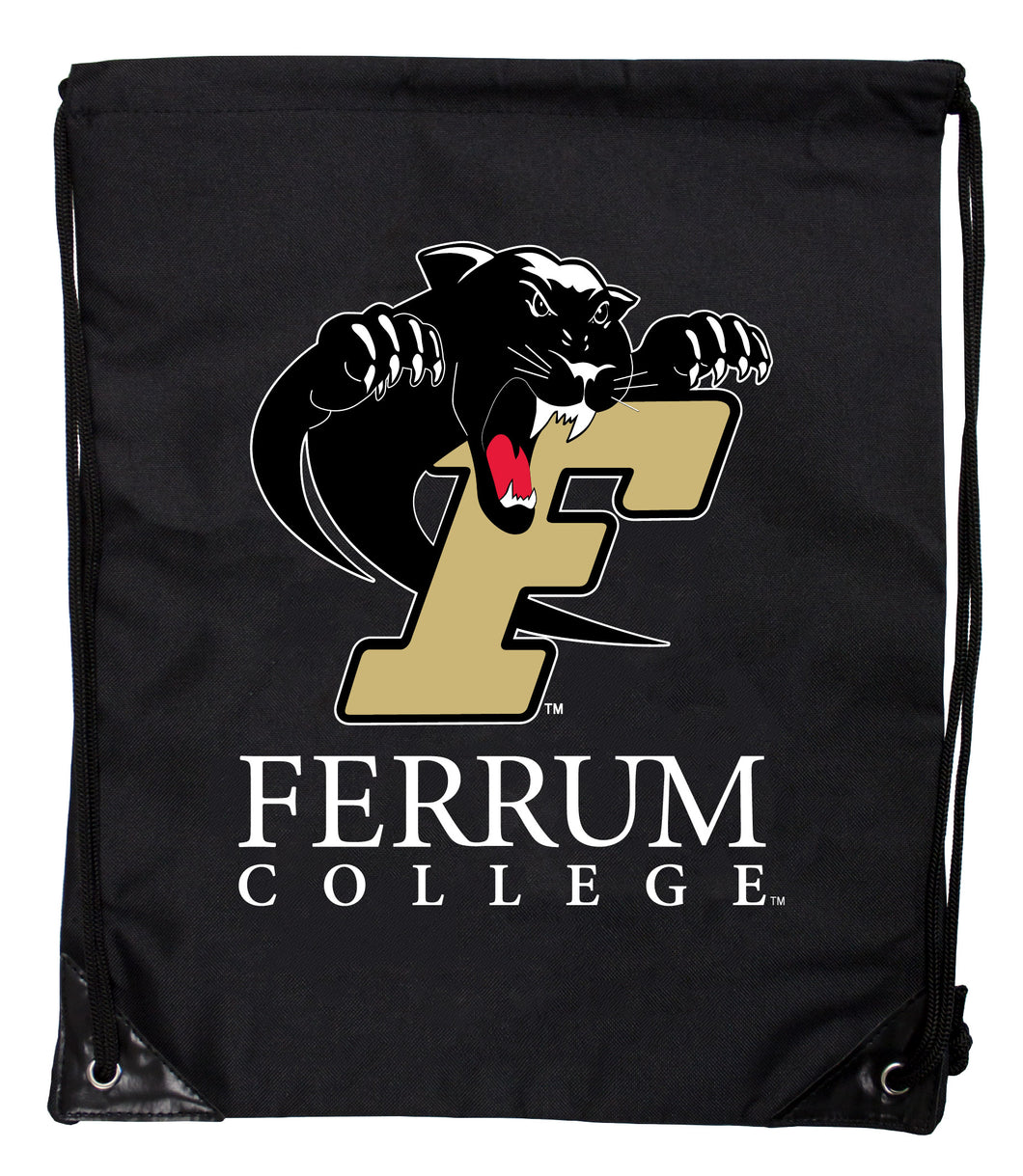 Ferrum College Officially Licensed Drawstring Backpack - Lightweight Cinch Bag with Team Logo Black