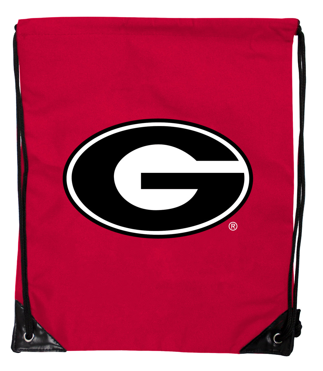 Georgia Bulldogs Officially Licensed Drawstring Backpack - Lightweight Cinch Bag with Team Logo Red