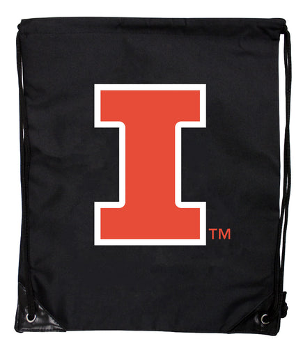 Illinois Fighting Illini Officially Licensed Drawstring Backpack - Lightweight Cinch Bag with Team Logo 