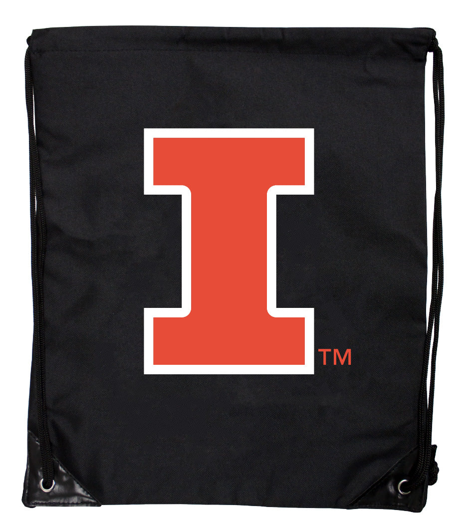 Illinois Fighting Illini Officially Licensed Drawstring Backpack - Lightweight Cinch Bag with Team Logo 