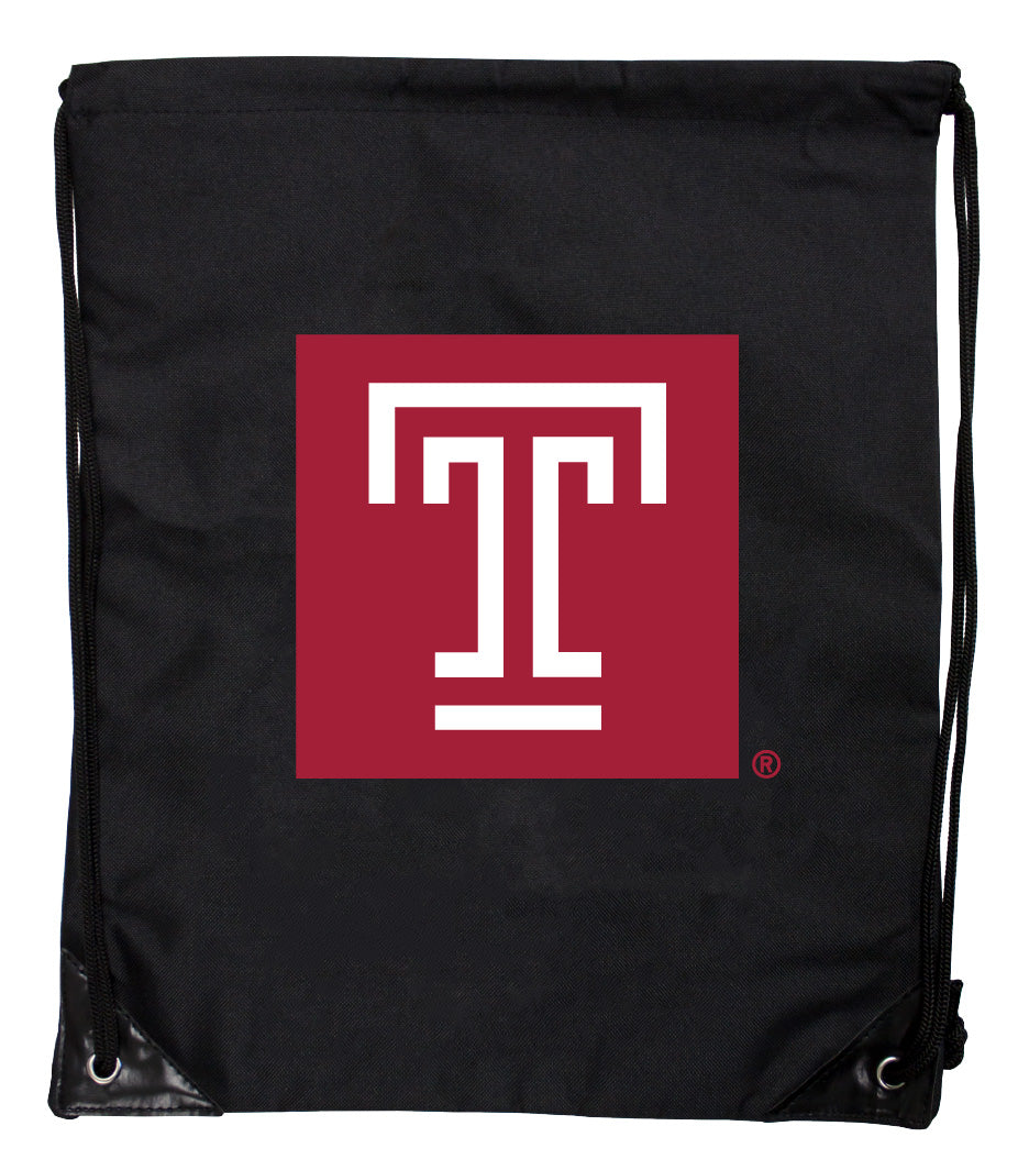 Temple University Officially Licensed Drawstring Backpack - Lightweight Cinch Bag with Team Logo 