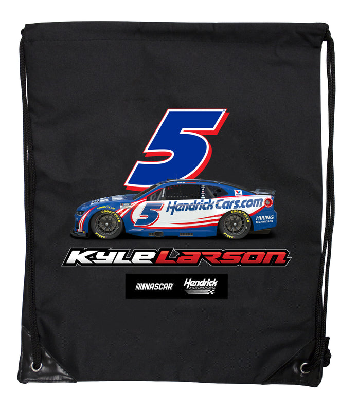 Kyle Larson - Hendricks Cars.com #5 Nascar Offic. LIC. Drawstring Backpack - Lightweight Cinch Bag with Team Logo