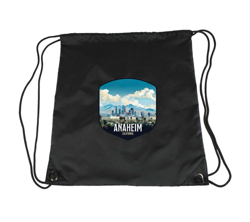 Anaheim California Design A Souvenir Cinch Bag with Drawstring Backpack Black Black
