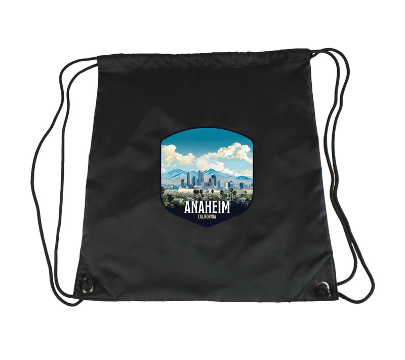 Anaheim California Design A Souvenir Cinch Bag with Drawstring Backpack Black Black