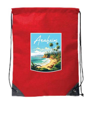 Anaheim California Design B Souvenir Cinch Bag with Drawstring Backpack Red Red