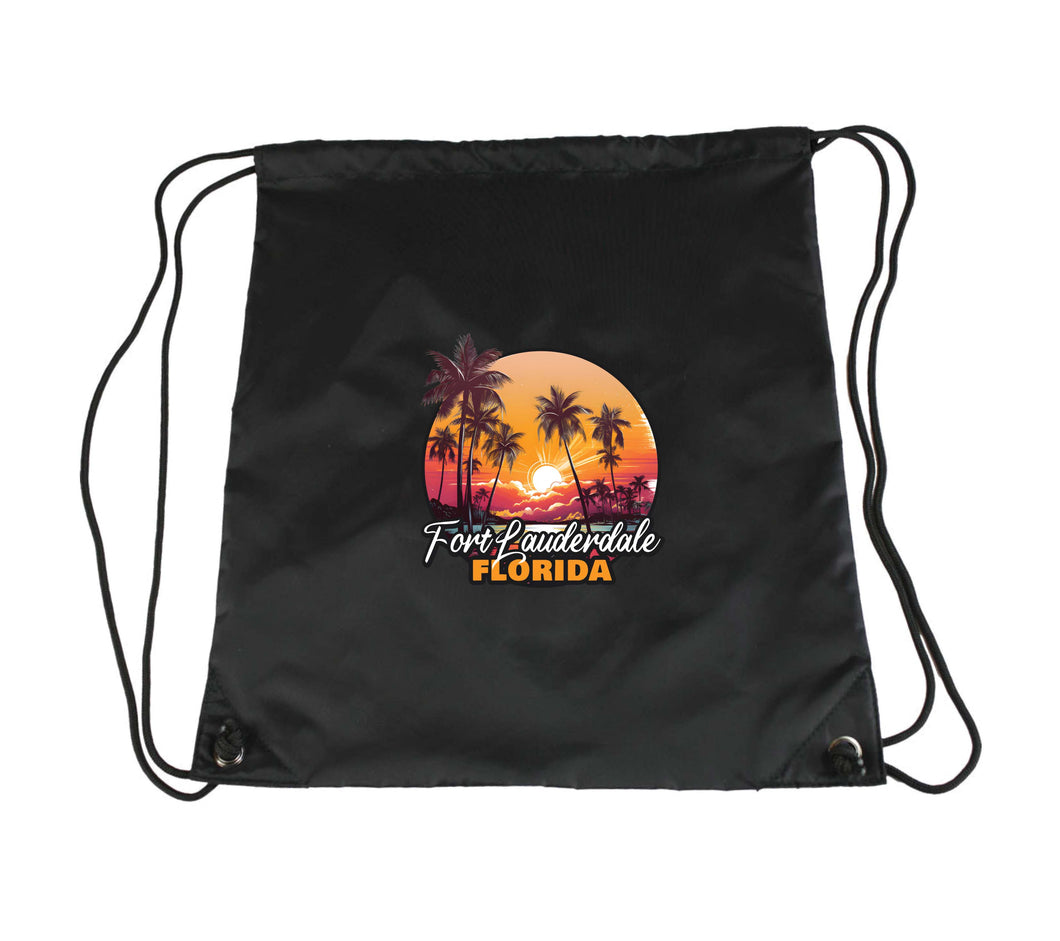 Fort Lauderdale Florida Design A Souvenir Cinch Bag with Drawstring Backpack Black Black
