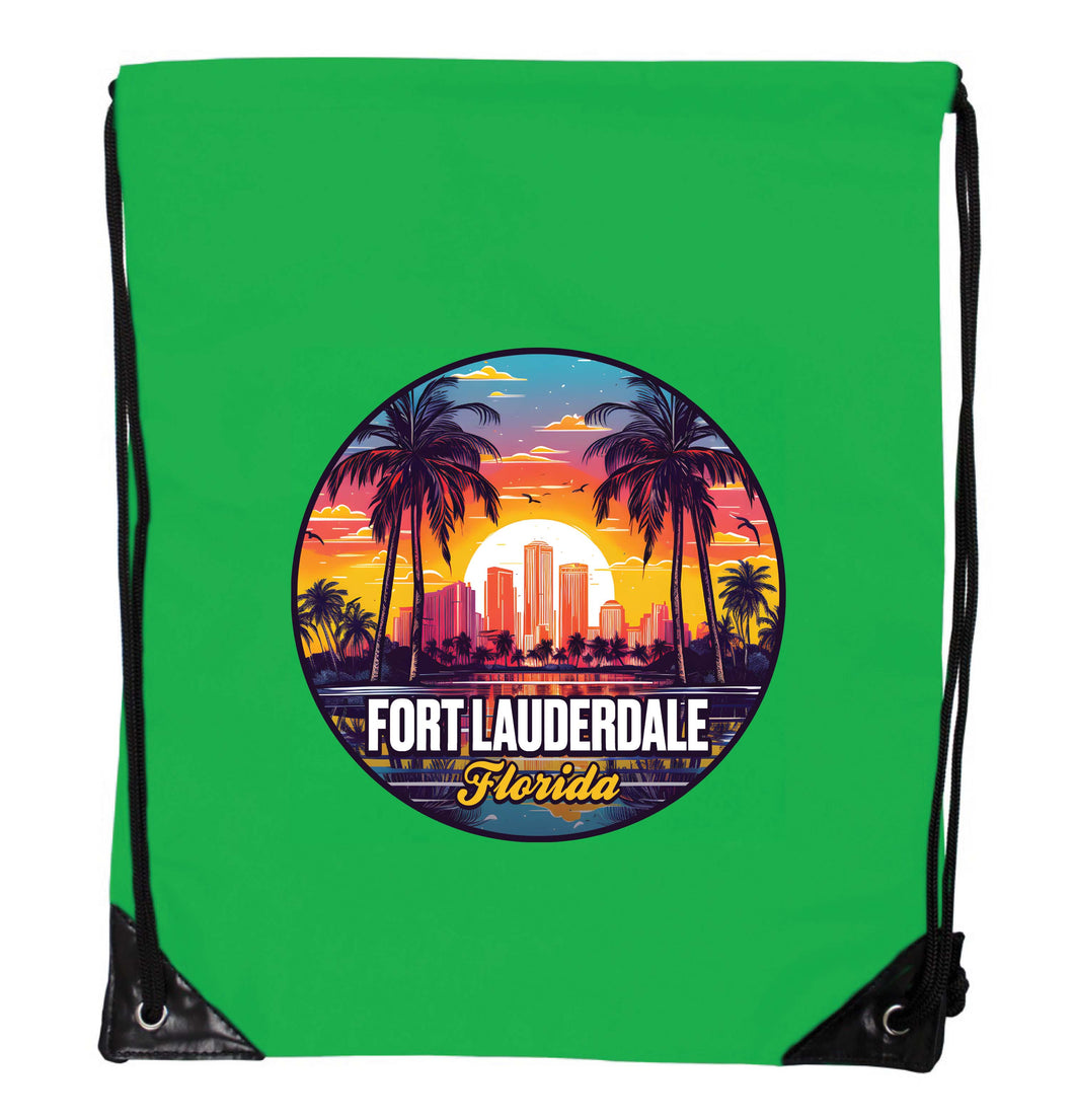 Fort Lauderdale Florida Design B Souvenir Cinch Bag with Drawstring Backpack Kelly Green Kelly Green