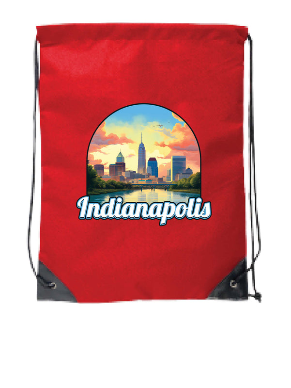 Indianapolis Indiana Design B Souvenir Cinch Bag with Drawstring Backpack Red Red