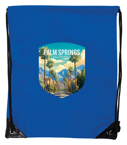 Palm Springs California Design A Souvenir Cinch Bag with Drawstring Backpack Blue Blue