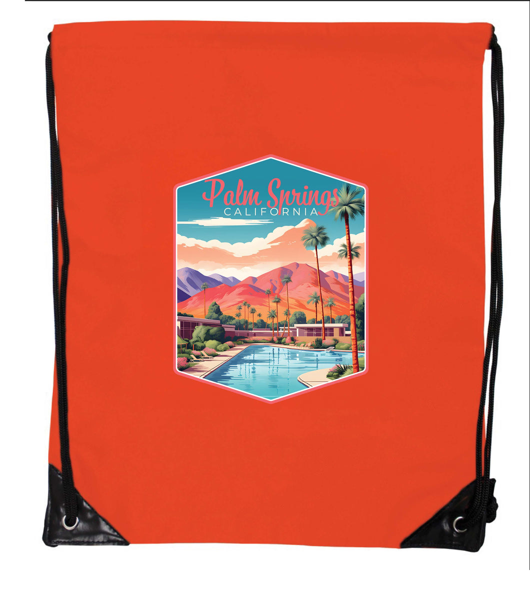 Palm Springs California Design B Souvenir Cinch Bag with Drawstring Backpack Orange Orange