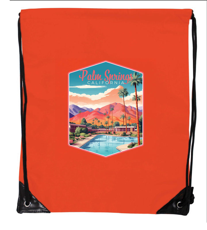 Palm Springs California Design B Souvenir Cinch Bag with Drawstring Backpack Orange Orange
